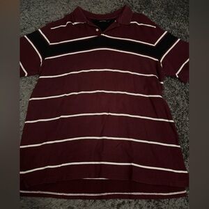 Nautica Maroon and White Button-Up Polo